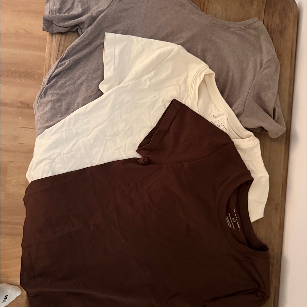 Assorted Neutral Crew Neck T-Shirt - Brown, Cream, Taupe